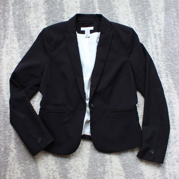 Women's H&M Black Lined Blazer, Size 8 - Picture 3 of 7